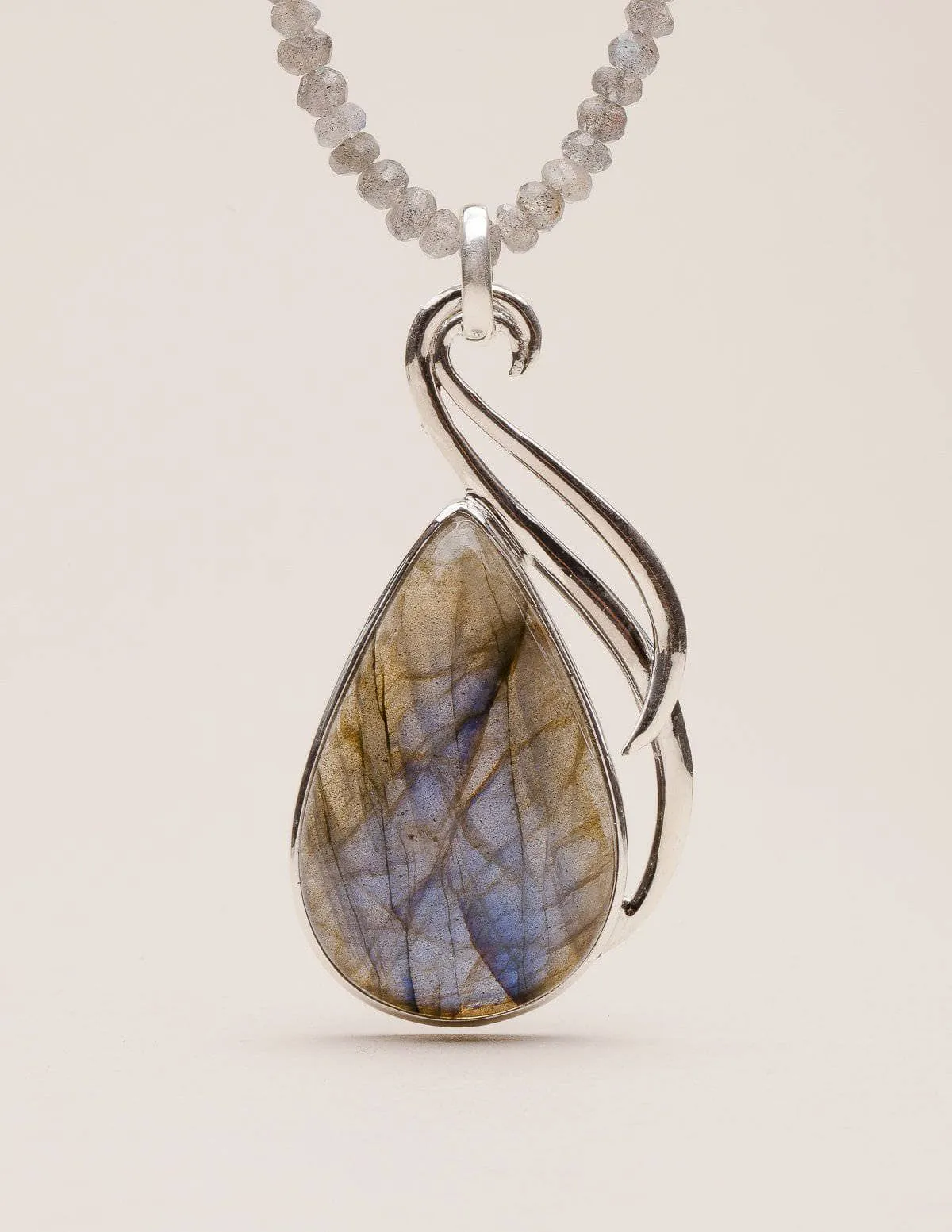 Silver Labradorite Beaded Necklace - One of a Kind