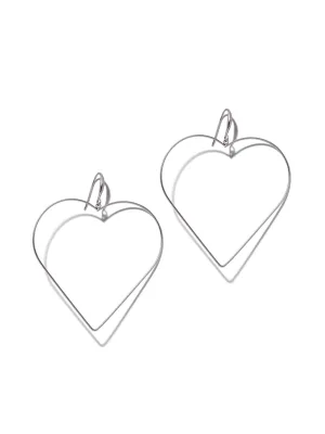 Silvertone Open Heart Hoop Earring