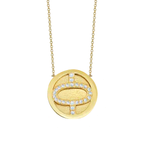 Small Medallion Necklace with White Pavé Diamonds