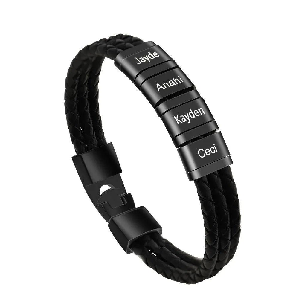Stainless Steel Leather Woven Bracelet