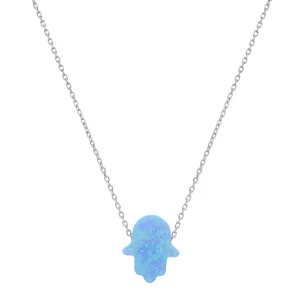 Sterling Silver Opal Hamsa Necklace