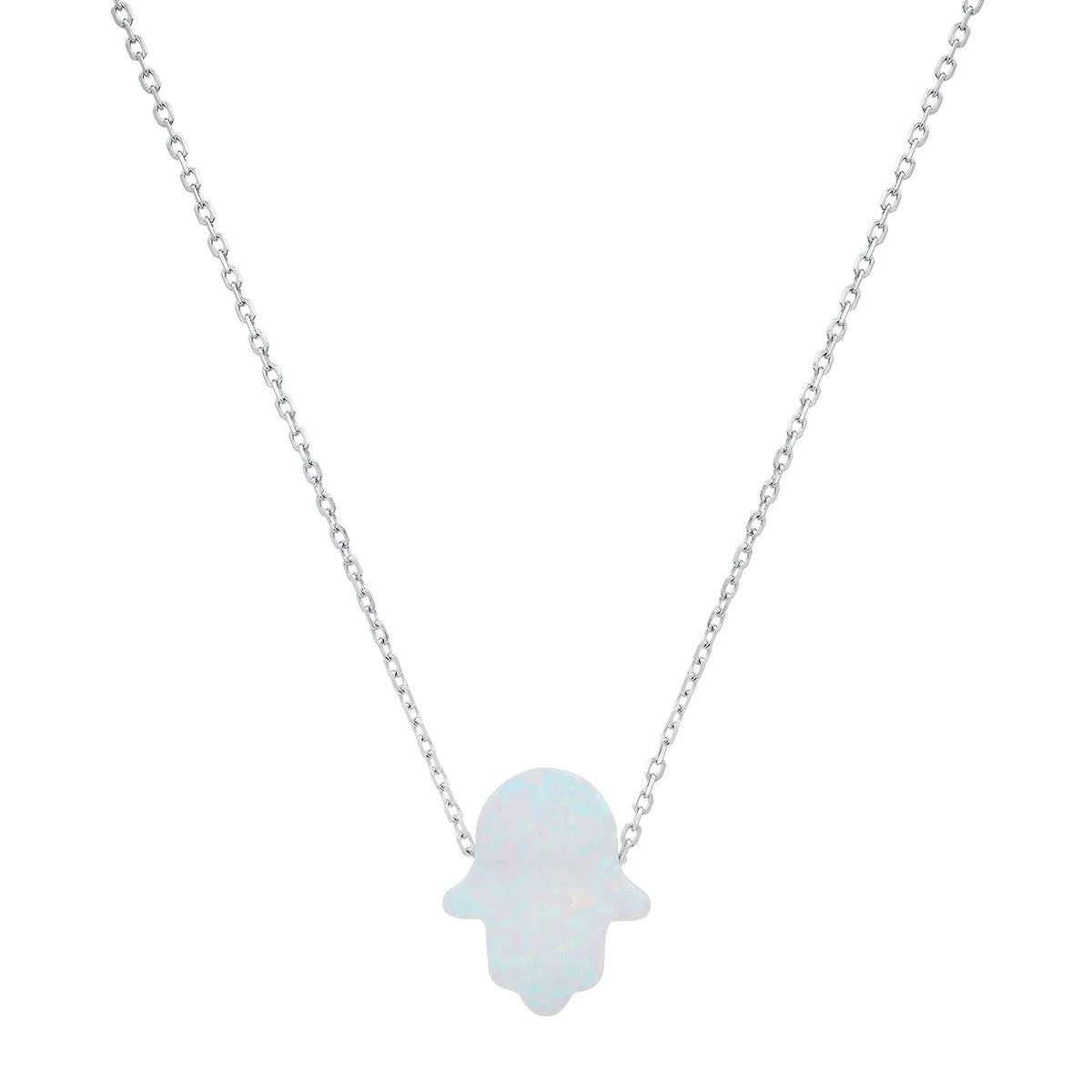 Sterling Silver Opal Hamsa Necklace