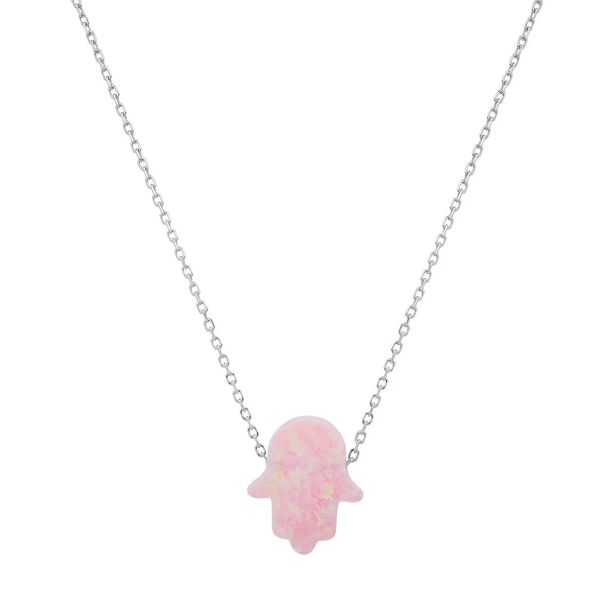 Sterling Silver Opal Hamsa Necklace