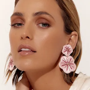 Stitched Floral Earrings (Pink)