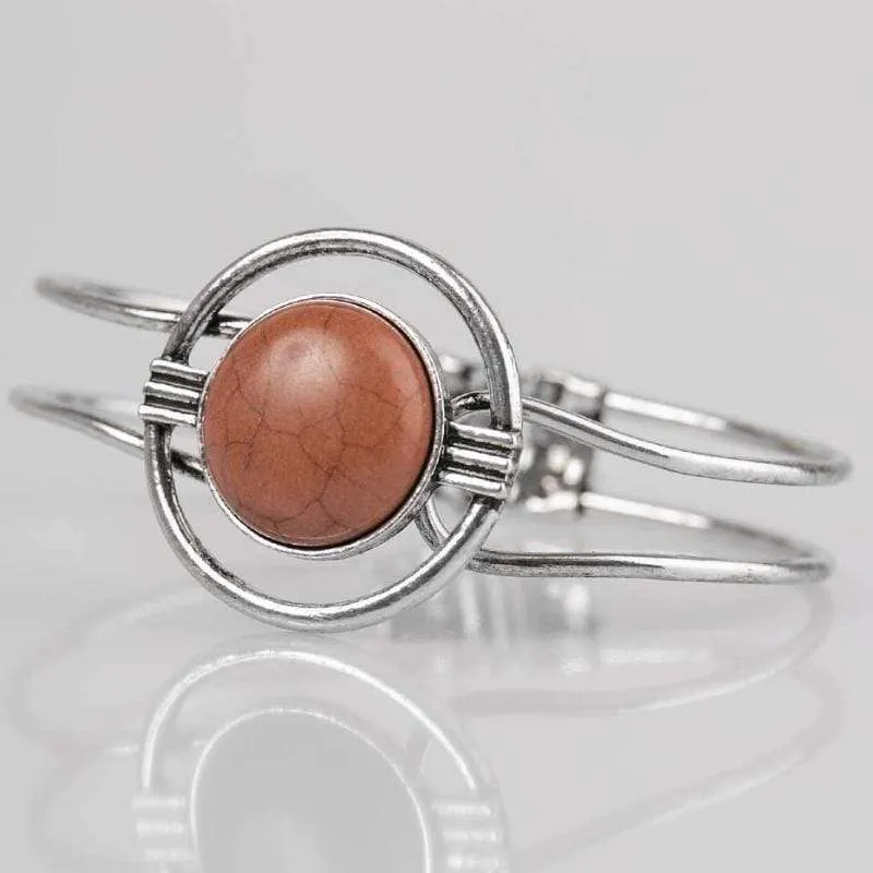 Sun Serenade Orange Hinged Cuff Bracelet