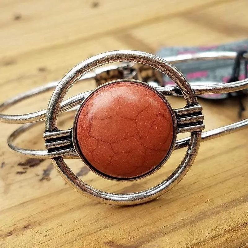 Sun Serenade Orange Hinged Cuff Bracelet