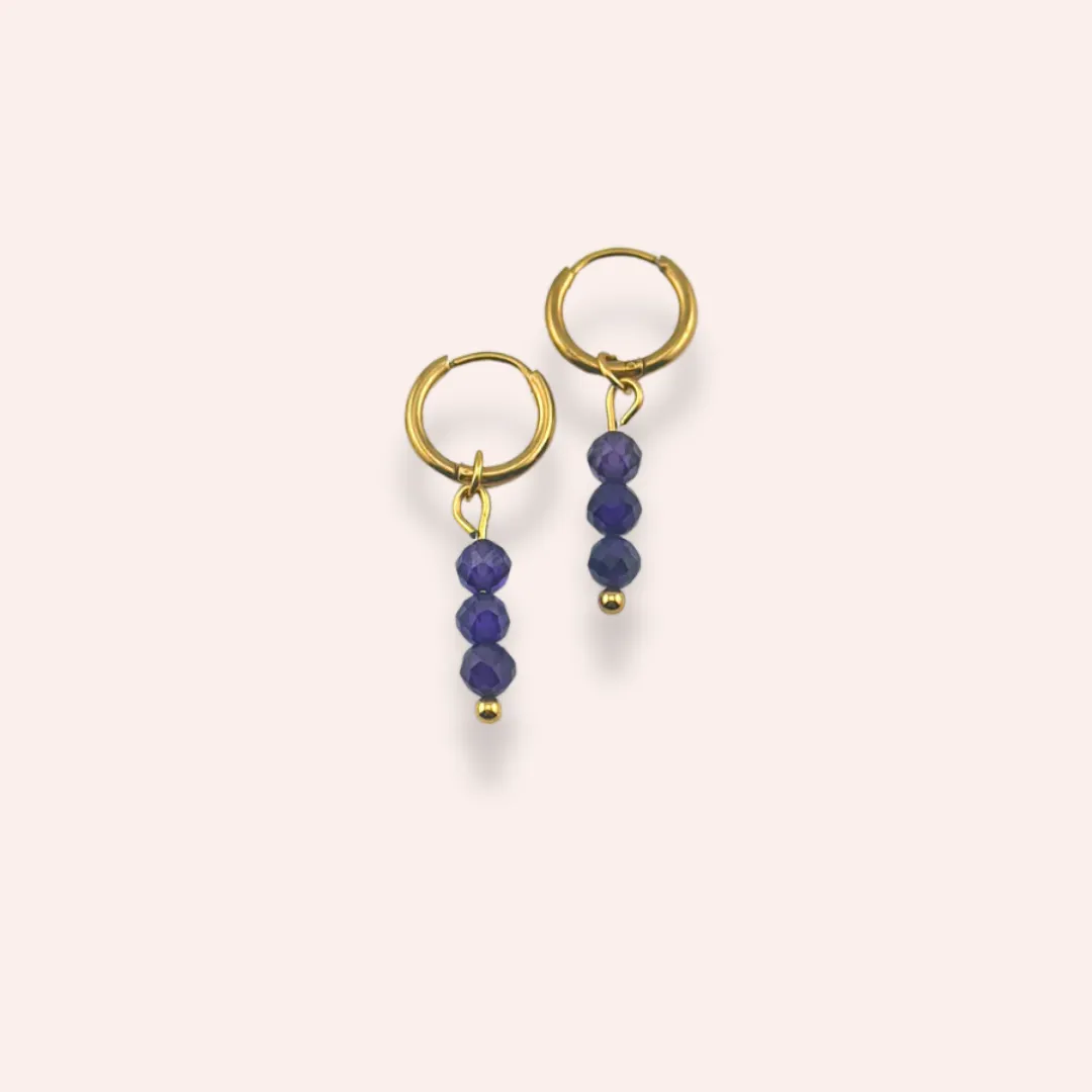 Tiny purple beads Hoops