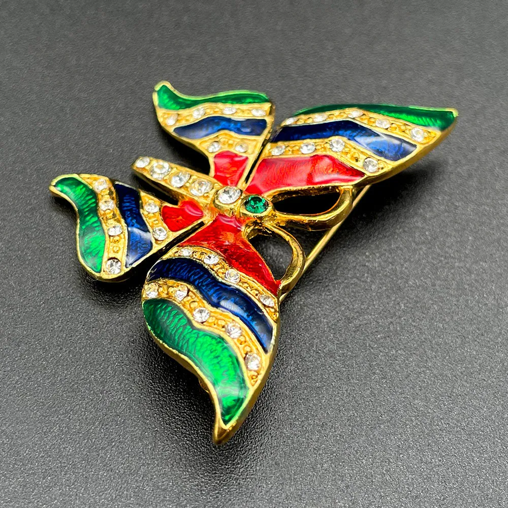 【USA輸入】ヴィンテージ バタフライ エナメル ビジュー ブローチ/Vintage Butterfly Enamel Bijou Brooch