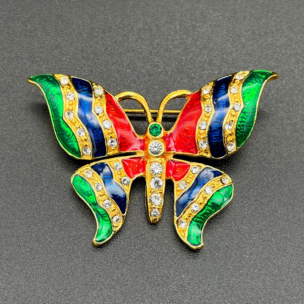 【USA輸入】ヴィンテージ バタフライ エナメル ビジュー ブローチ/Vintage Butterfly Enamel Bijou Brooch