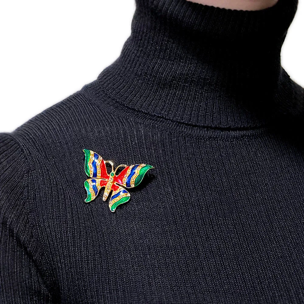 【USA輸入】ヴィンテージ バタフライ エナメル ビジュー ブローチ/Vintage Butterfly Enamel Bijou Brooch