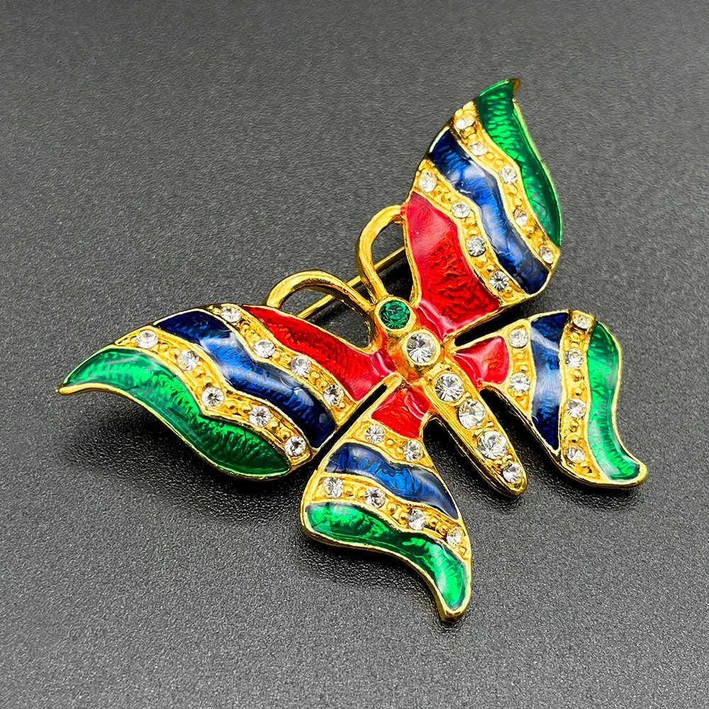 【USA輸入】ヴィンテージ バタフライ エナメル ビジュー ブローチ/Vintage Butterfly Enamel Bijou Brooch