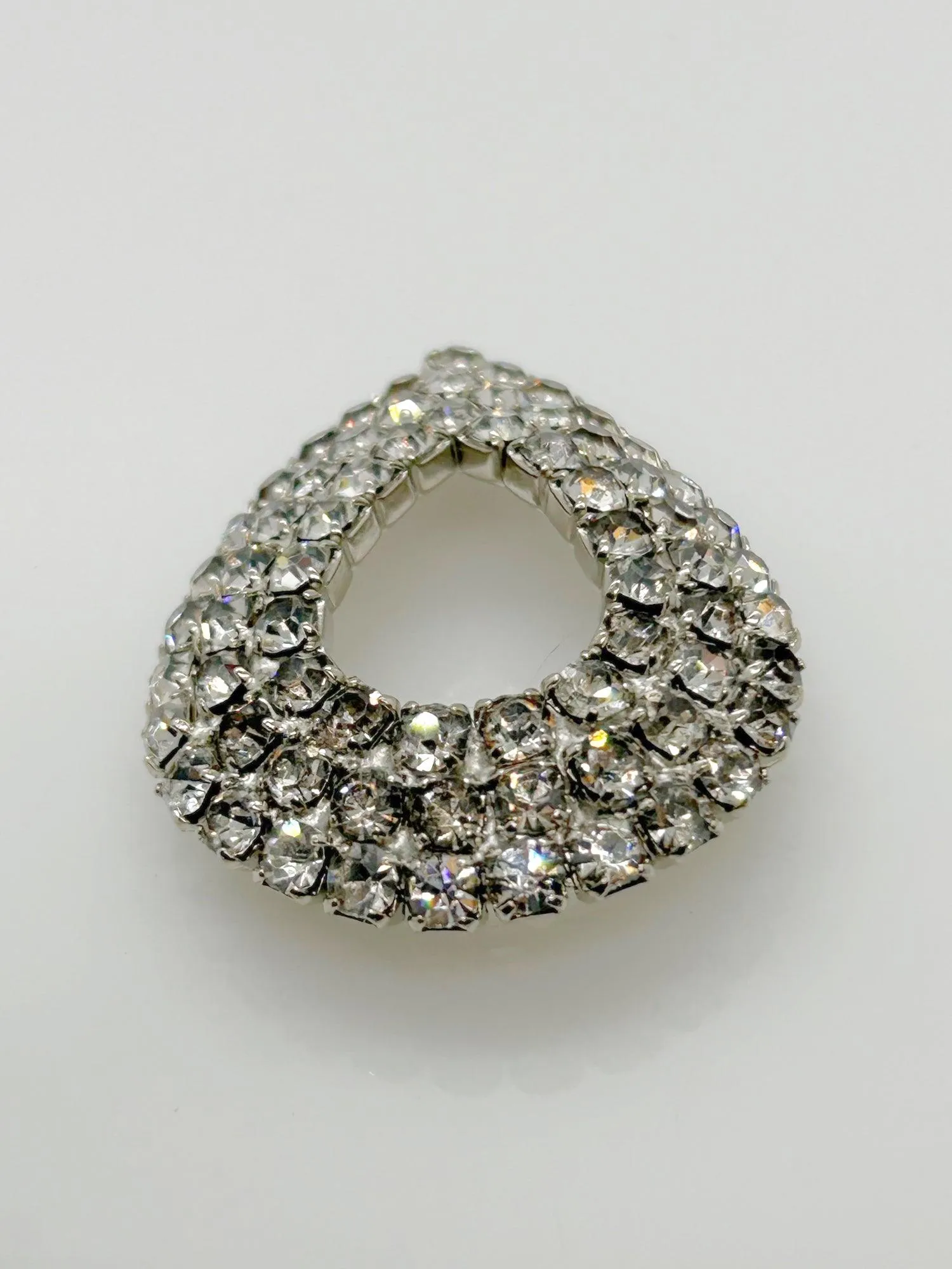 Vintage Layered Rhinestone Teardrop Brooch