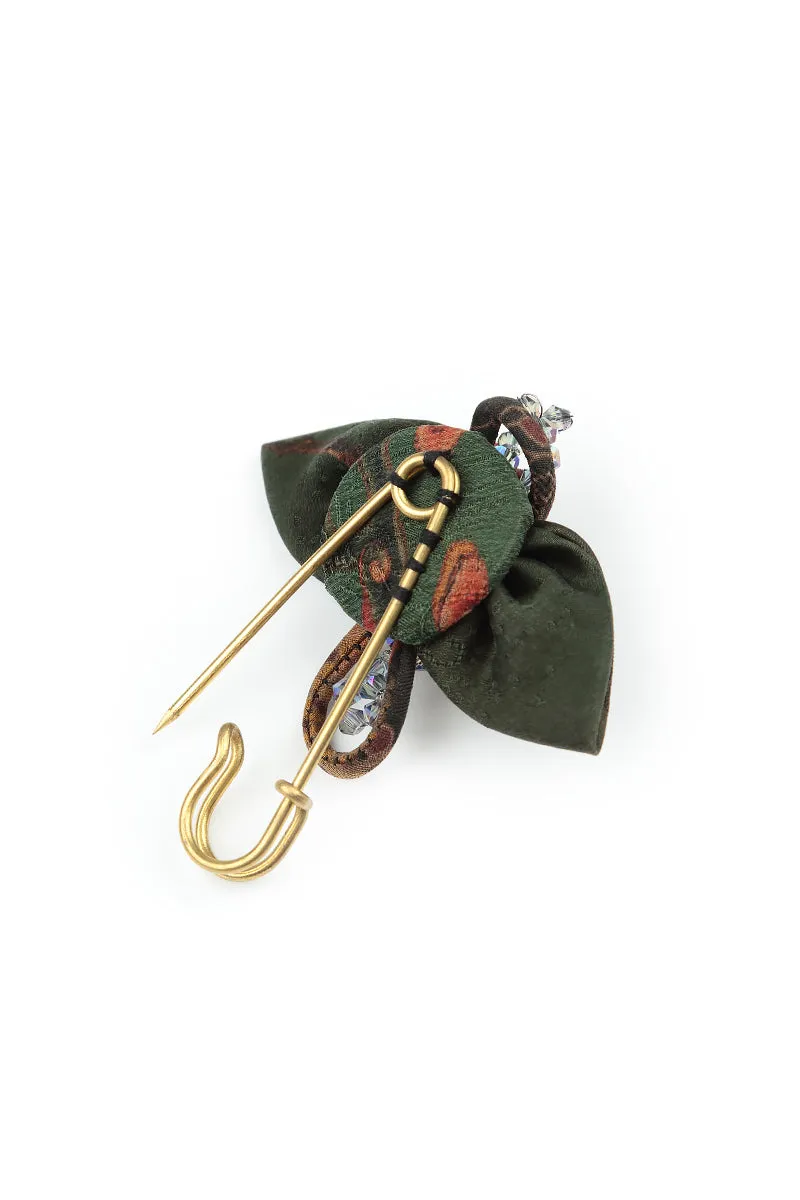Vintage Red Rose Silk Brooch
