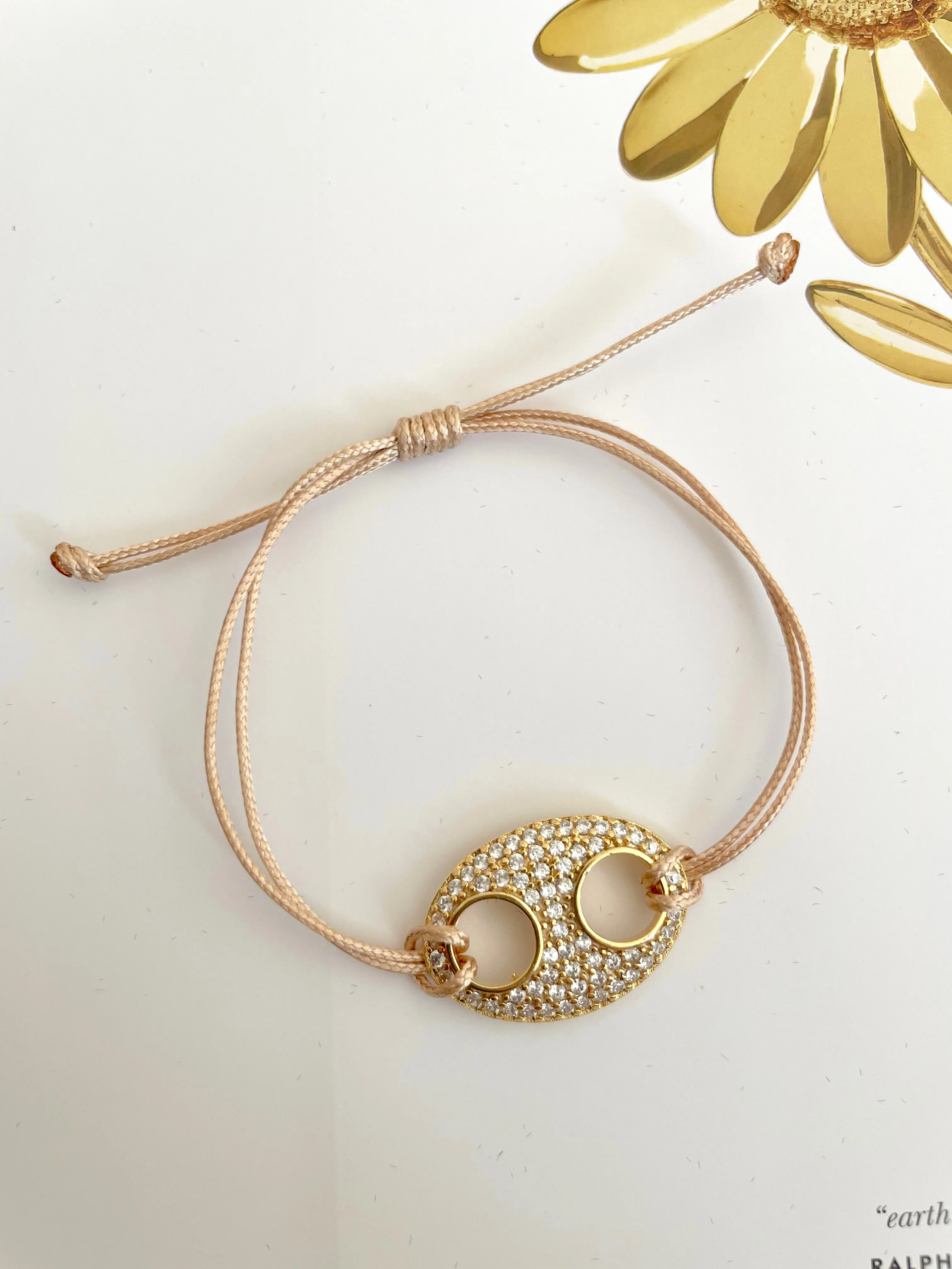 Zirconia charm adjustable bracelet