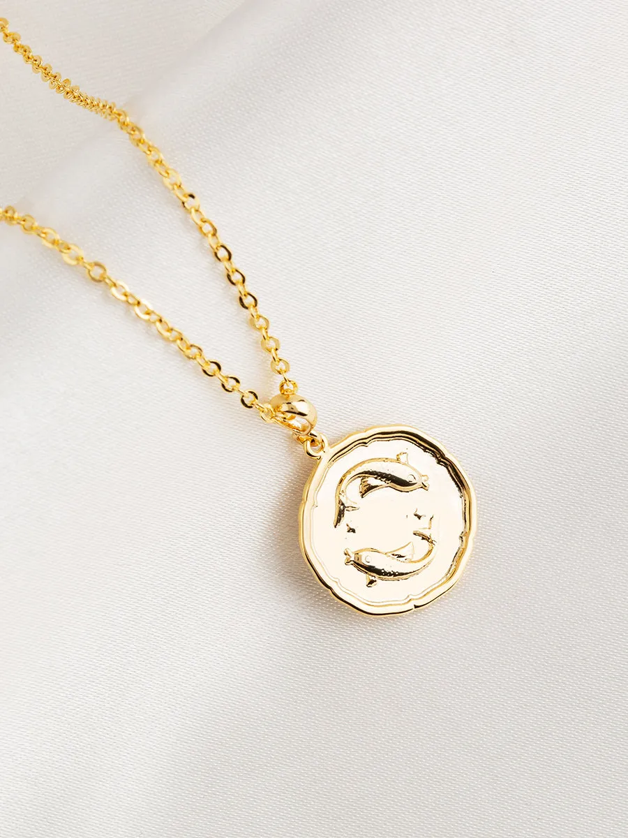 Zodiac Coin Gold Pendant