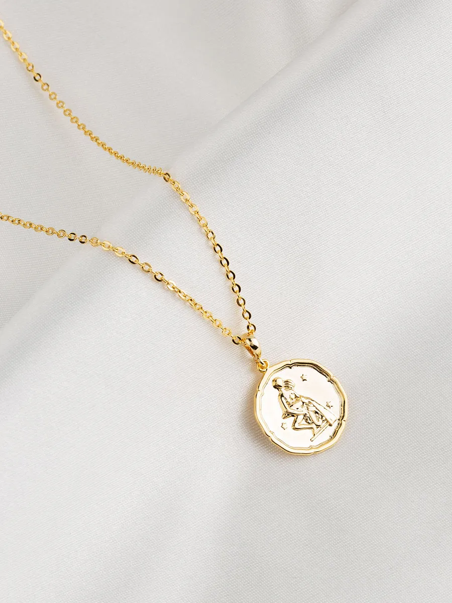 Zodiac Coin Gold Pendant