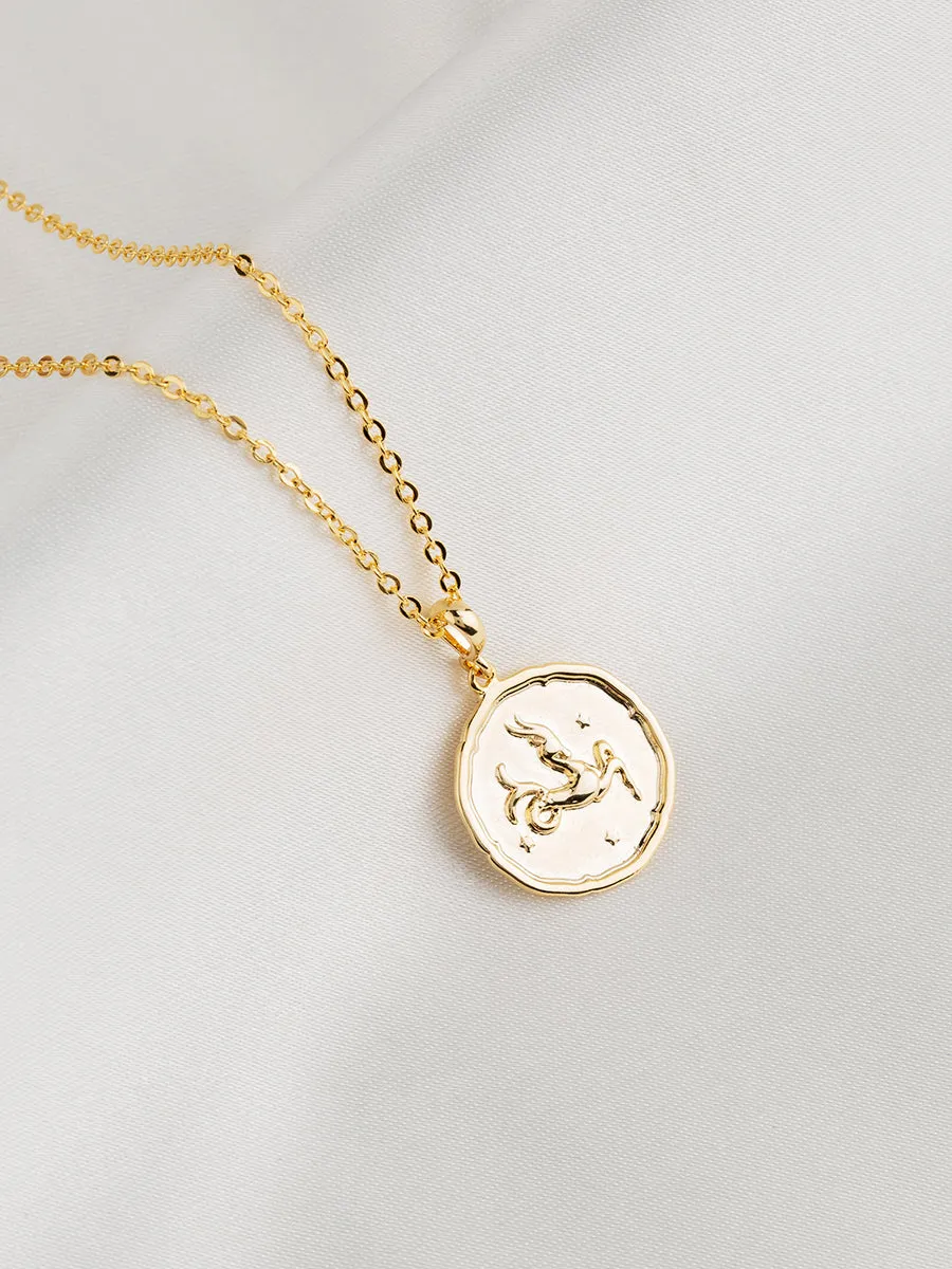 Zodiac Coin Gold Pendant