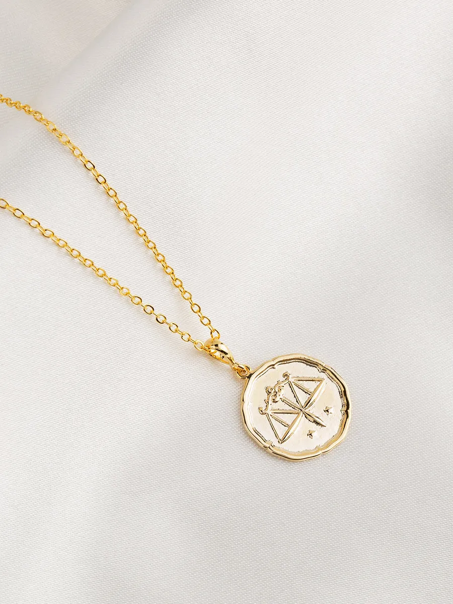 Zodiac Coin Gold Pendant