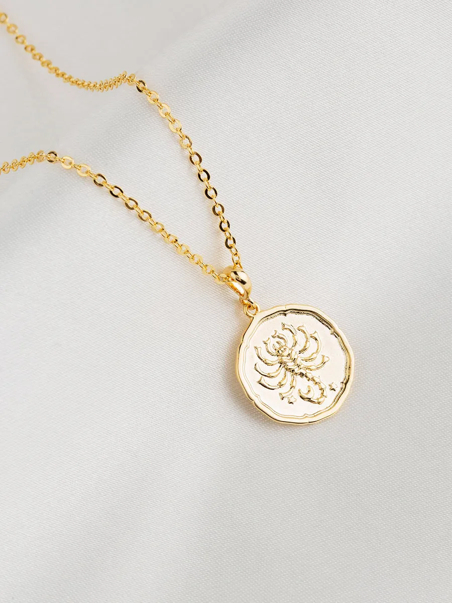 Zodiac Coin Gold Pendant