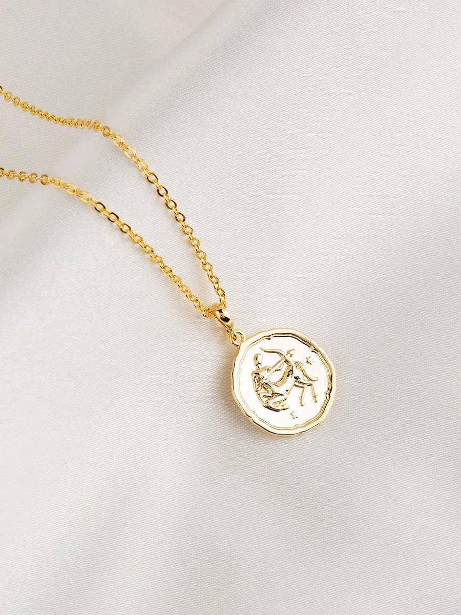 Zodiac Coin Gold Pendant