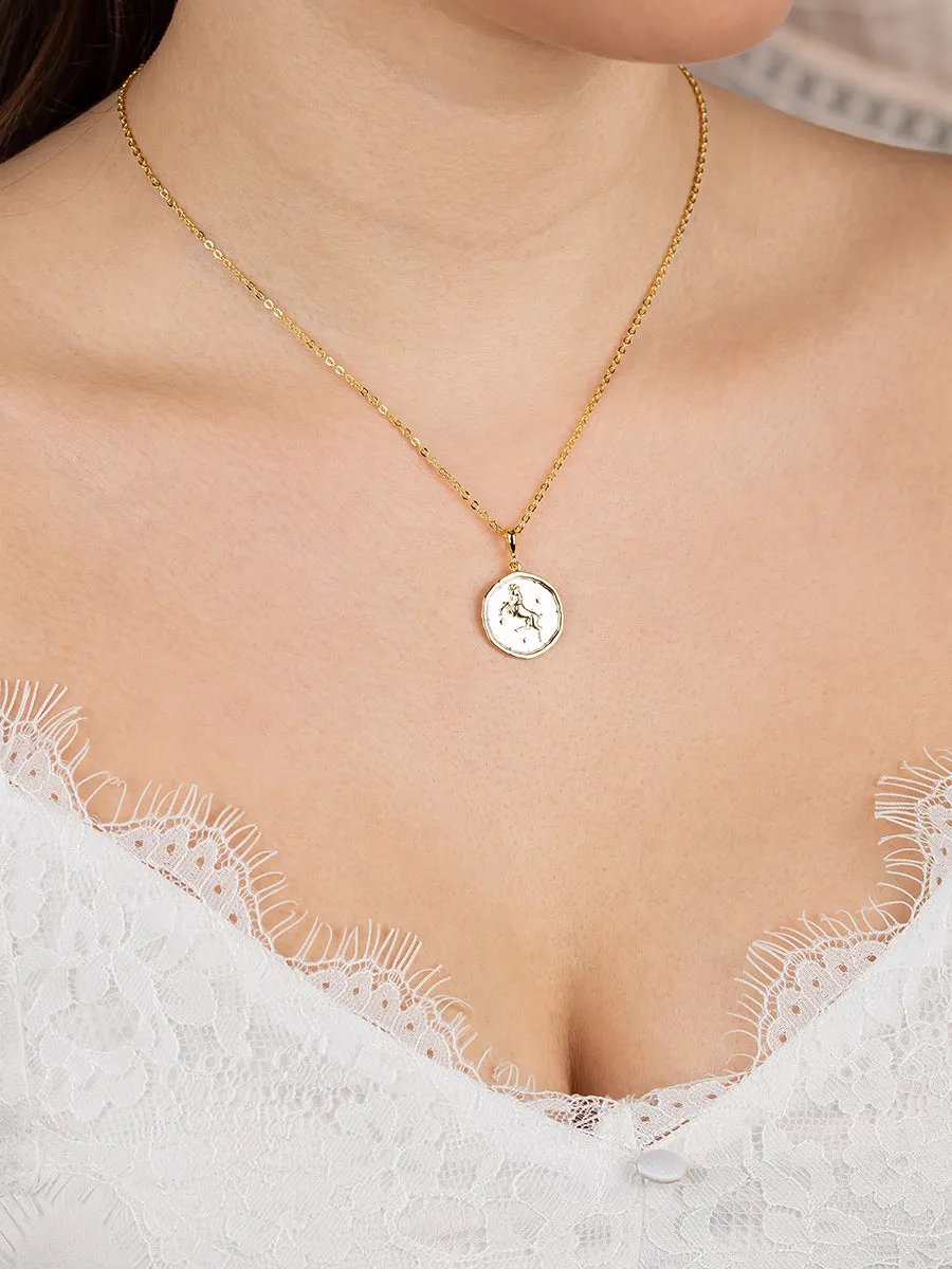 Zodiac Coin Gold Pendant