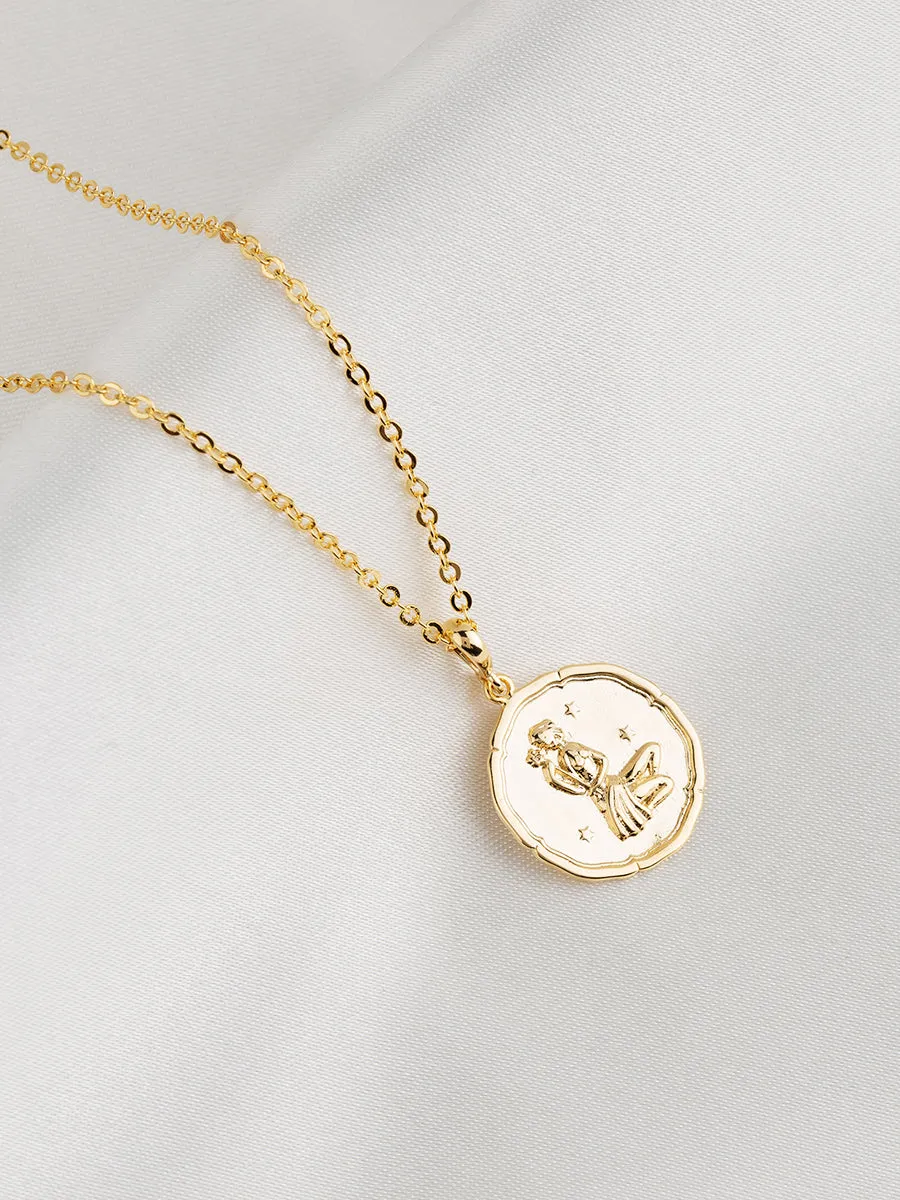 Zodiac Coin Gold Pendant