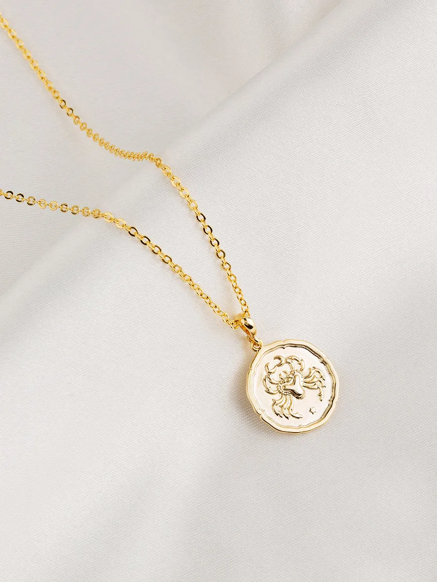 Zodiac Coin Gold Pendant