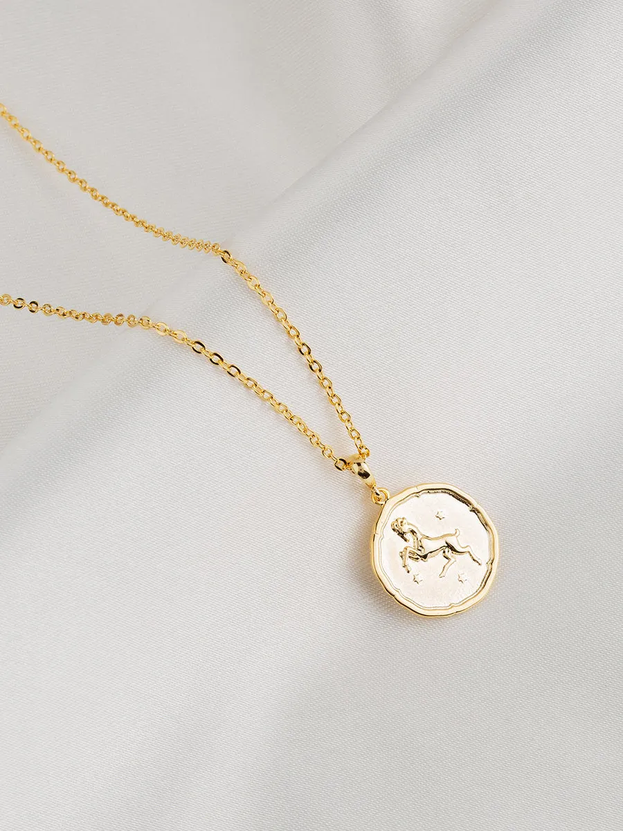 Zodiac Coin Gold Pendant