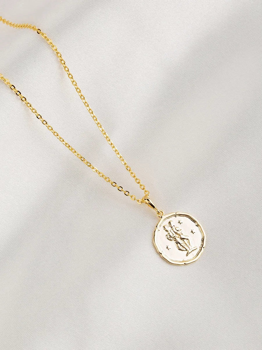Zodiac Coin Gold Pendant