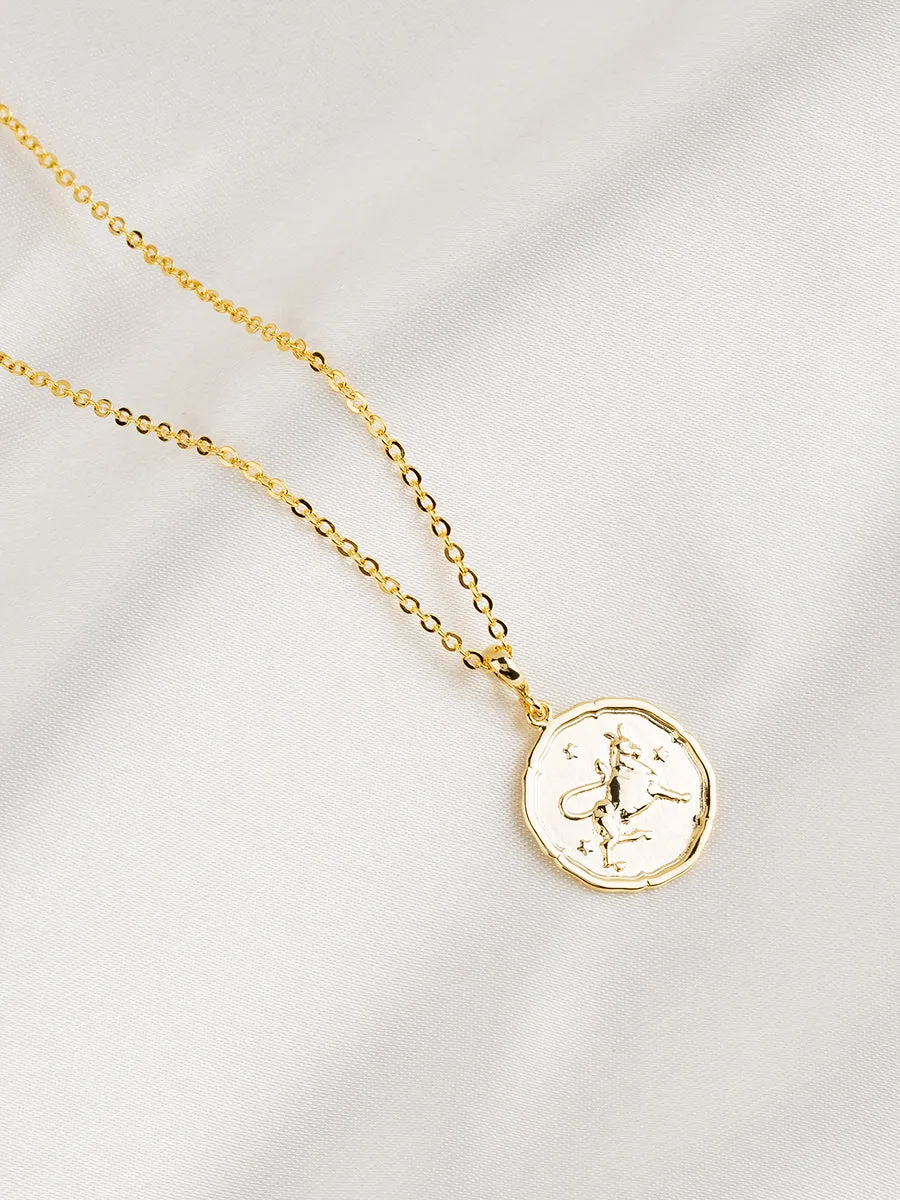 Zodiac Coin Gold Pendant
